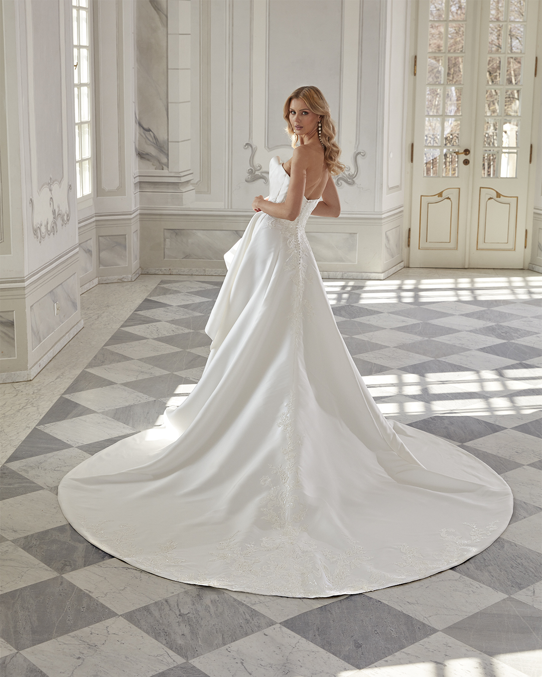 white christmas dresses Long Wedding Dress with Detachable Sleeves, Karen Dress 26 / White main image 1